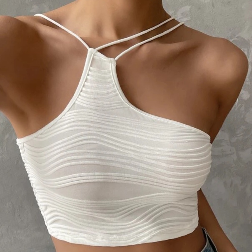 White Asymmetrical Crop top